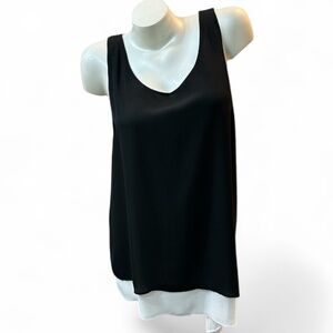 MAX STUDIO XL Asymmetrical High-Low Scoop-Neck A-Line Black & White Women's Top